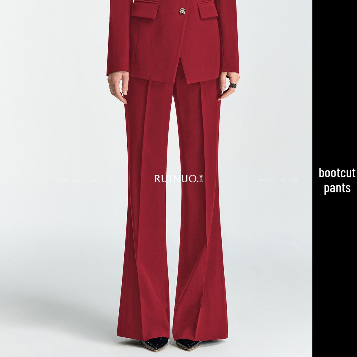 

Ruino High-End Women s Red Suit Set - Elegant Autumn/Winter Business Attire for On-Camera Fashion L
