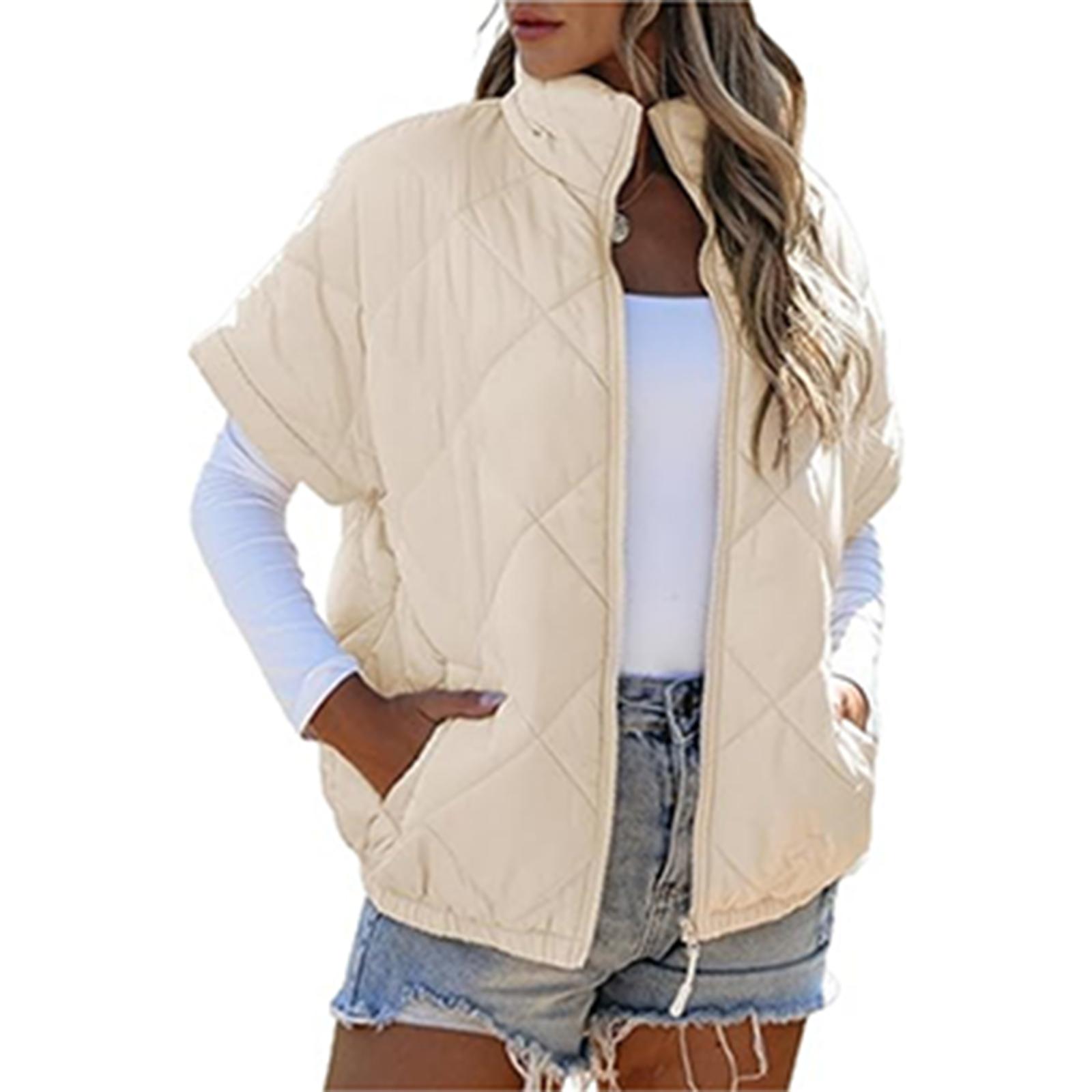 Женская Повседневная Жилетка Свободная Теплая Хлопковая Жилетка-Куртка S бежевый