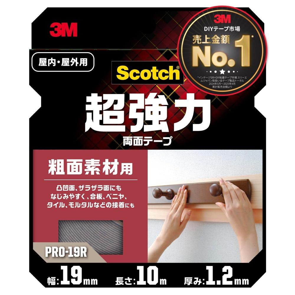 3M Scotch Super Strong Double-Sided Tape for Rough Surface Materials Width 19mm Length 10m PRO-19R