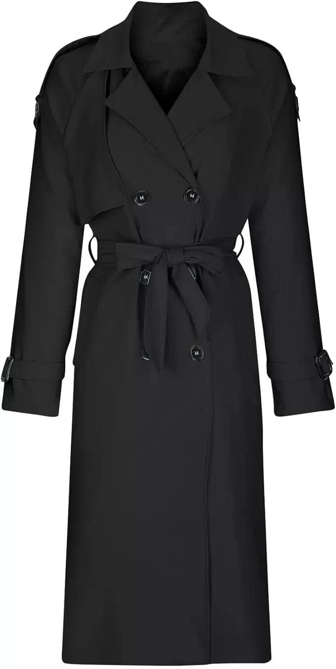 

Наппа Кожа Повседневный Мягкий Стильный Новый Женский Тренч Длинное Пальто Черный Ручная Работа S