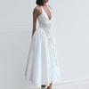 Women's clothing, new spring models in Europe, America, solid color French sexy deep V hollow neck dress