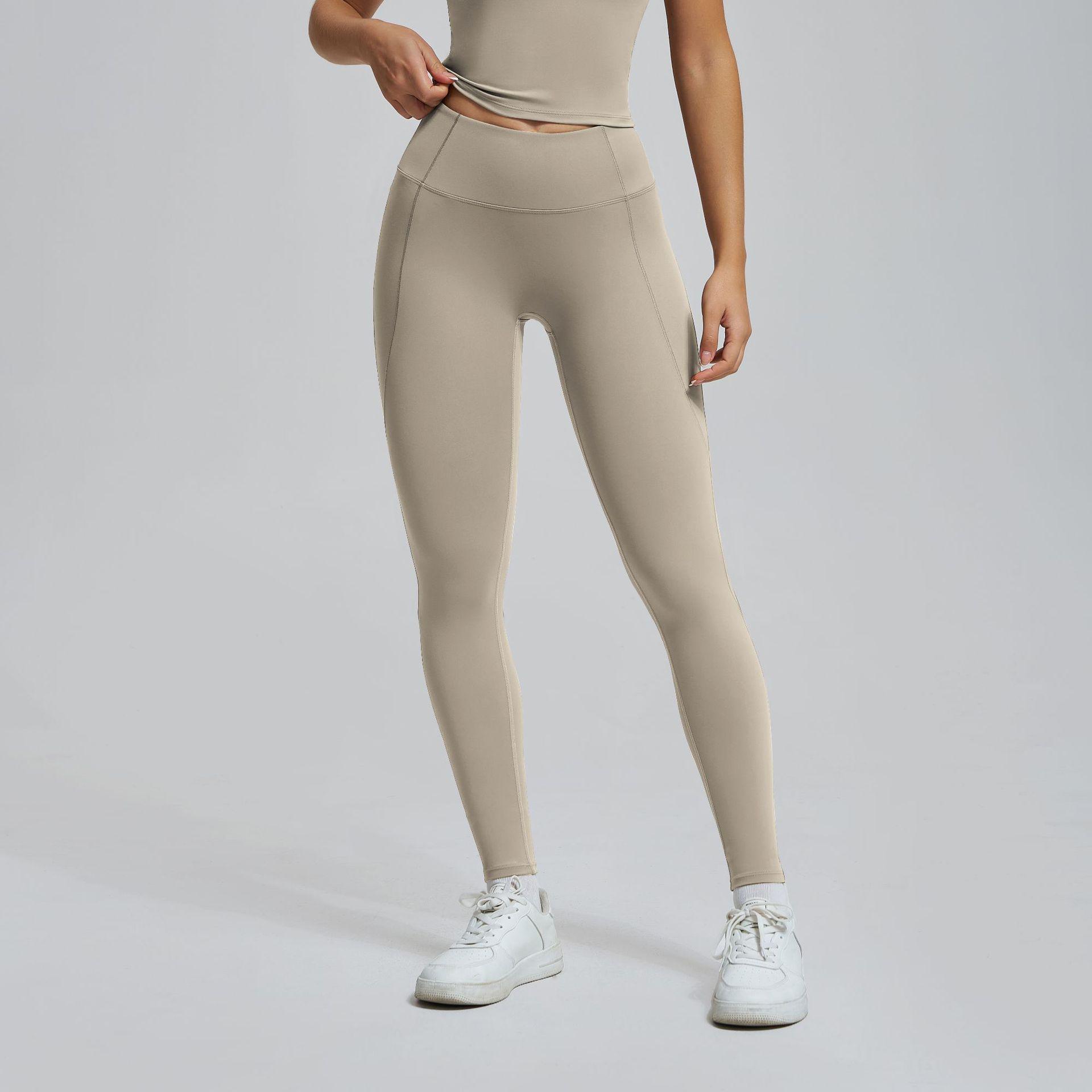 

Женский облегающий быстросохнущий комплект из двух предметов для йоги и бега — телесного цвета, дышащий, приподнимающий бедра, летняя спортивная одежда. Medium