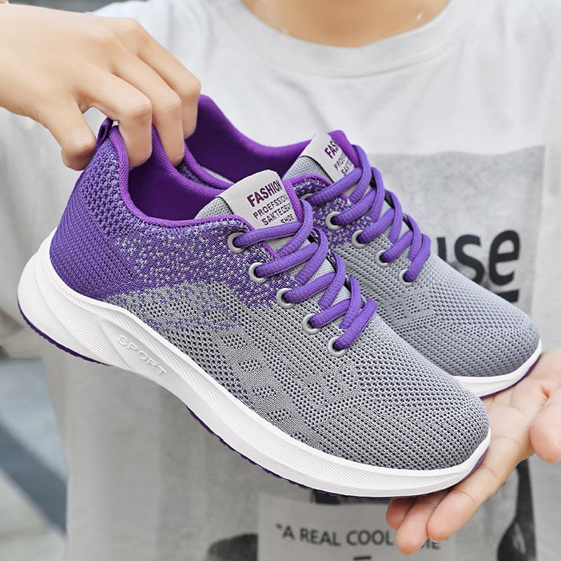 Shoes Women's Spring and Autumn Sports Casual Shoes Women's Shoes Flying Weaving Breathable Single Shoes Versatile Mesh Shoes Running Shoes