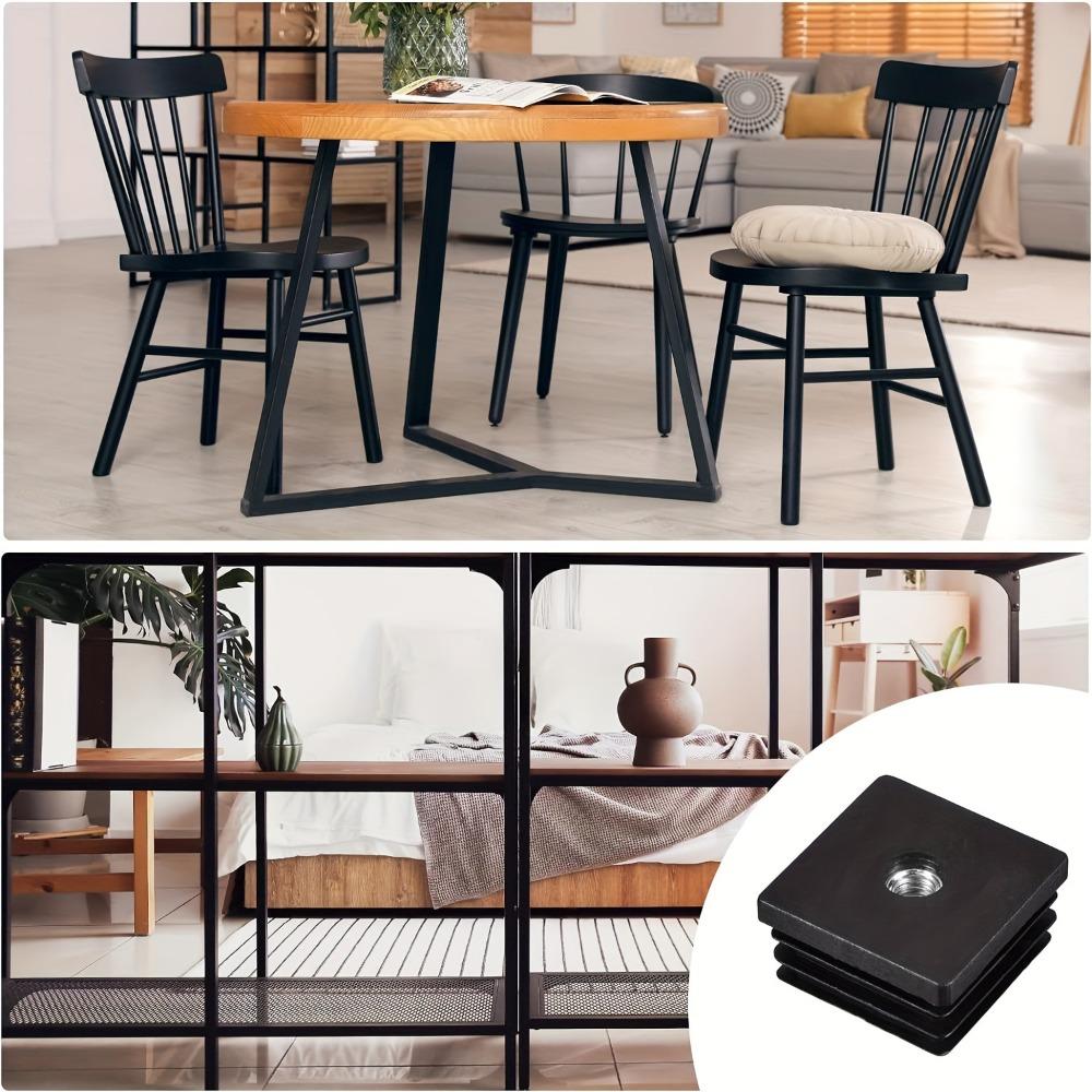 10 Pcs M8 Rubber Square Tube Plastic End Caps for Chair Table Legs Protective Pipe Plugs for Furniture Flooring Protection