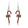 European & American Christmas Candy Cane Red Diamond Bow Jewelry with Free Gifts