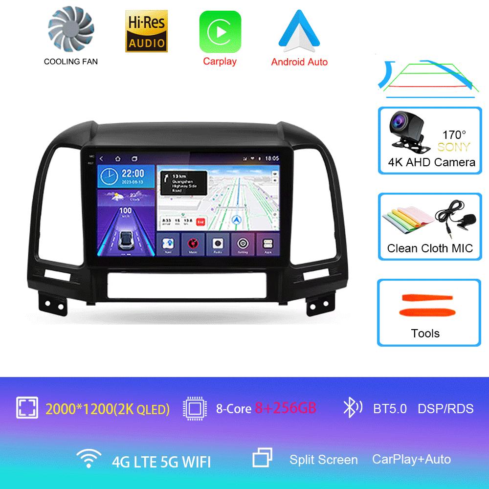 Car Radio Android 14 For Hyundai Santa Fe 2 2006 - 2012 Navigation GPS Multimedia Video Player Stereo wireless Carplay Wifi+4G
