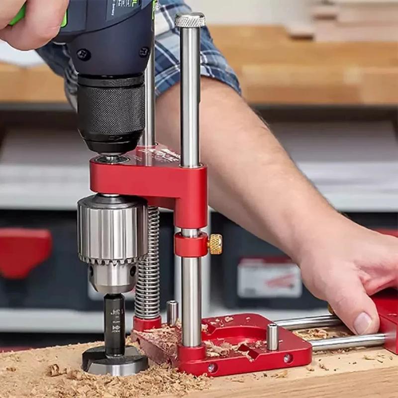 Präzises Einstellbares Bohrlochwerkzeug mit Positionierplatte und Befestigungsklammer für Holzbearbeitung, Zimmerei, DIY-Projekte