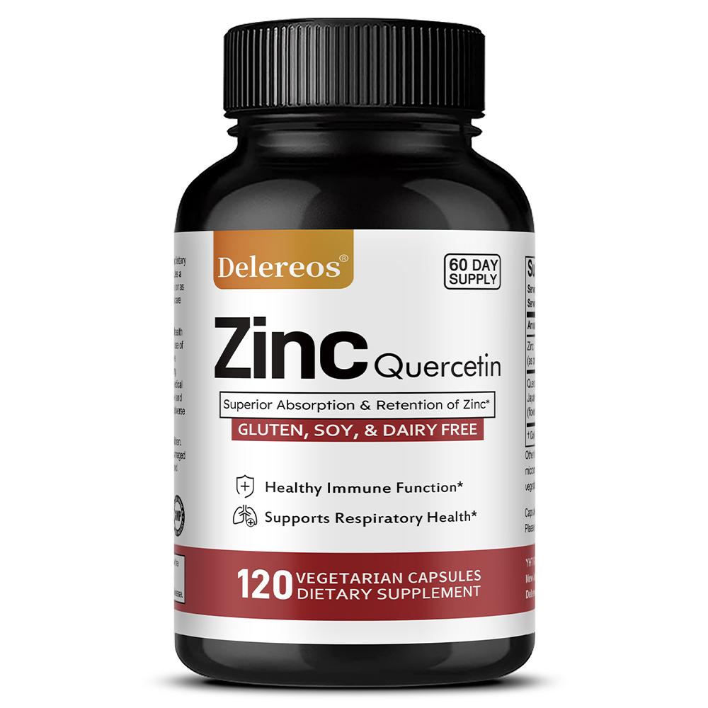 Zinc 22 Mg Dietary Supplement, With Quercetin, 120 Vegetable Capsules Per Bottle 120 Capsules