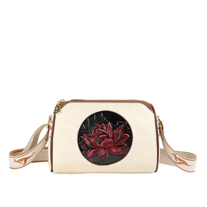 

New messenger bag women s bag new literary and fashionable lotus high-end shoulder bag чистый белый