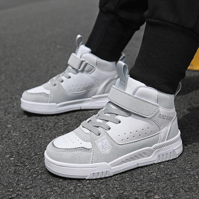 Moteable og praktiske borrelåssko med tykk såle og høy ankel for barn, utendørs fritidssportssko 28-39