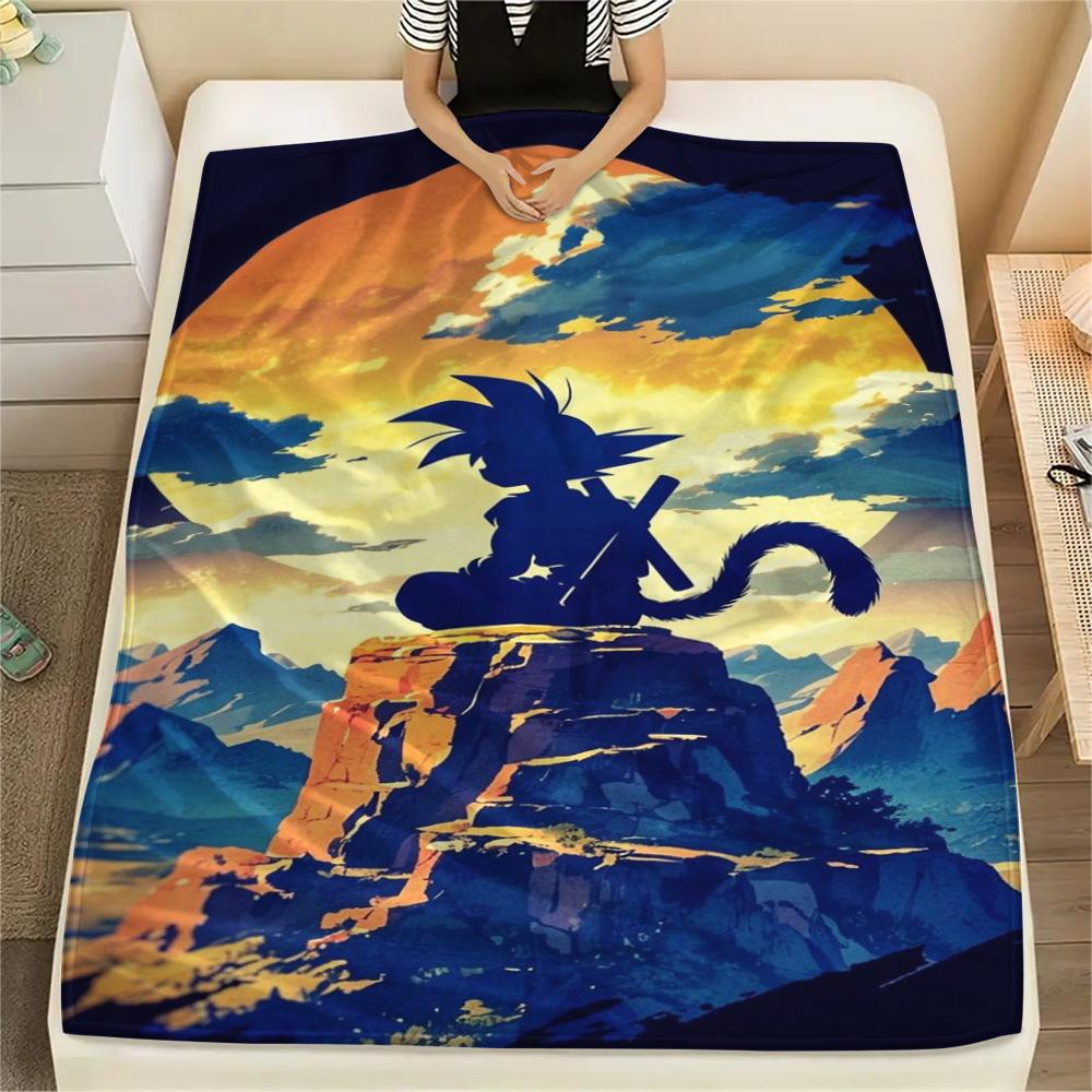 Goku Multipurpose Printed Flannel Blanket, Warm Daily Essential for Bed, Sofa, Chair, Bedroom & Journey.-TING