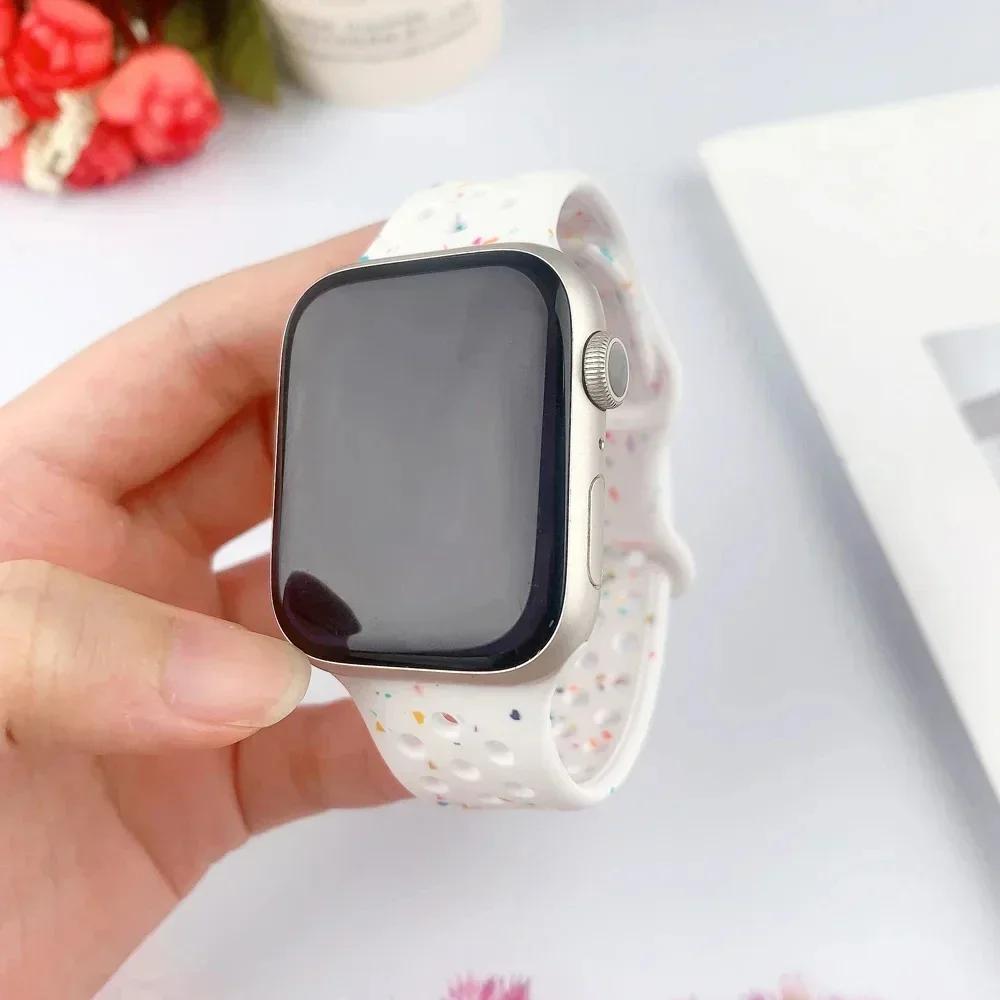 Color Particles Strap for Apple Watch Ultra 2 Band 49mm 45mm 44mm Silicone Bracelet for IWatch Series 9 8 7 6 5 41mm 42mm SE 4 3