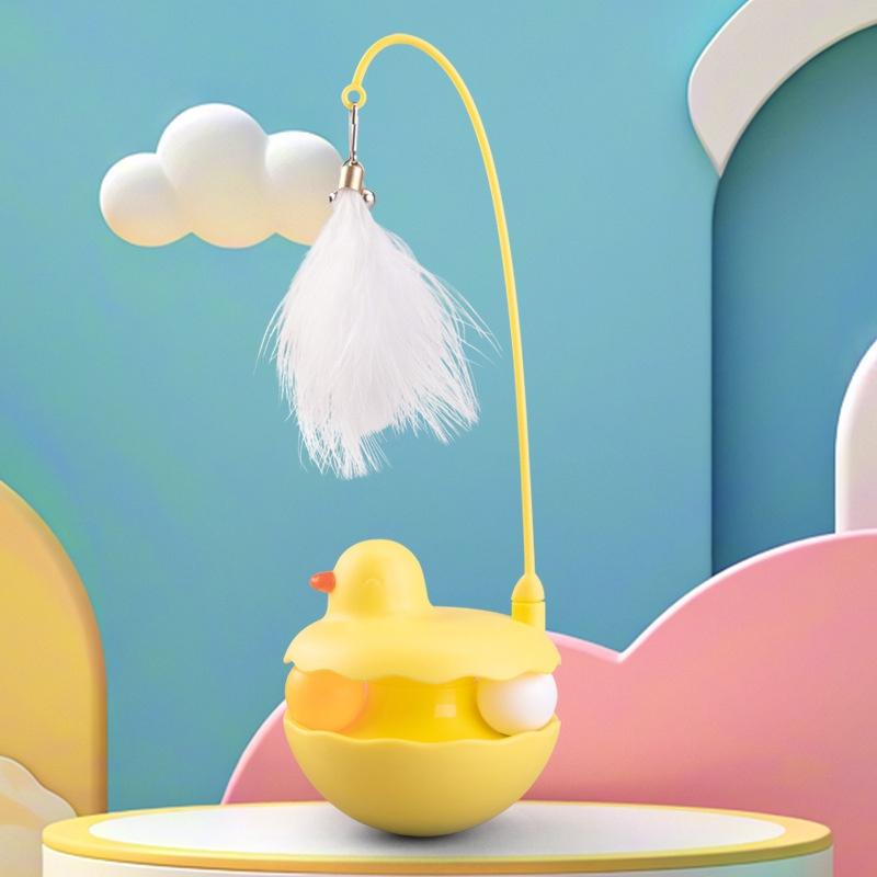 

Игрушка-неваляшка для кошек с съемными перьями и колокольчиками - Саморазвлекающая кошачья игровая палочка, легко чистится и собирается