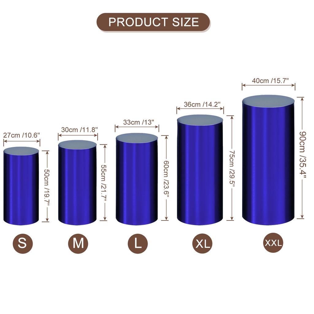 3/5pcs Cylinder Spandex Stand Covers Plinth Stand Cover Foil Fabric Pedestal Column Cylinder Covers for Wedding Birthday