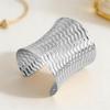 Exaggerated Wave Texture Wide Band Bracelet - Fashionable Long Street Style Accessory