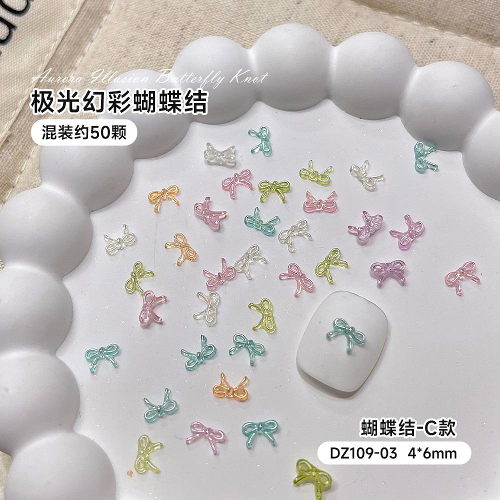 Mixed Butterfly Knot Nail Accessories Internet Celebrity Mini Aurora Illusion 3D Tie DIY