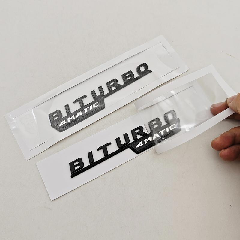 1pc 3D ABS C43 Logo Letters BITURBO 4MATIC Badge Car Rear Sticker Emblem For Mercedes Benz AMG W205 W206 Decorative Accessories