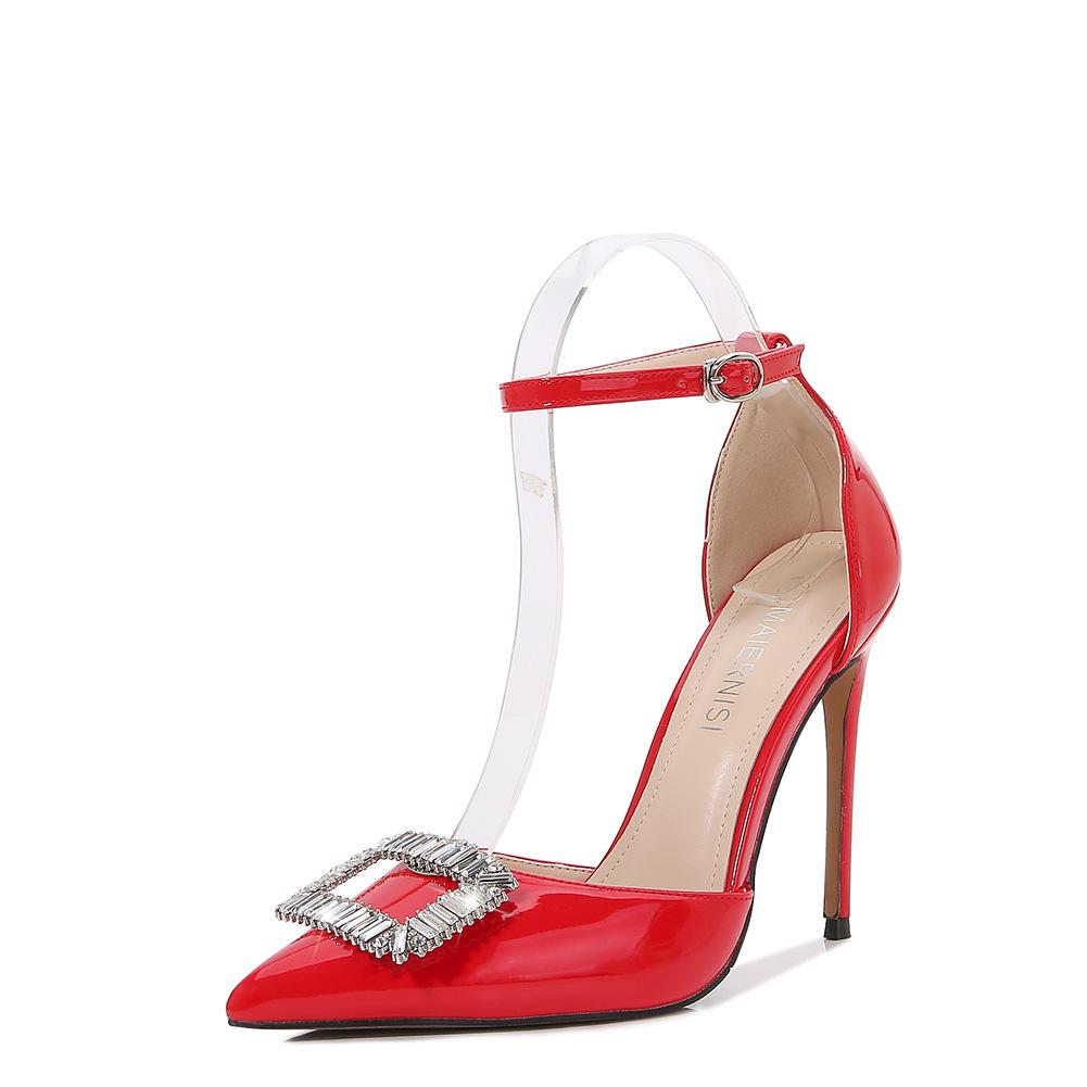 Summer new women's accessories rhinestone pointed high heels large size fashion single shoes women
