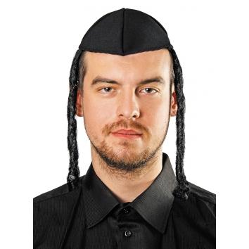 Židovská čiapka Jarmulka s bokombradami Židovský rabín