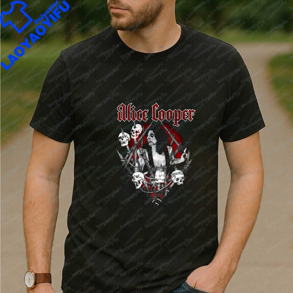 Retro Rock Singer Alice Coopers Summer Trendy Shortsleeved Shirt Suitable For Both Unisex And Unisex A Comfortable Tshirt