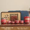 Guochao suit business coarse pottery Qingshan flying birds Lingxue pot travel tea set accompanying ceremony enterprise