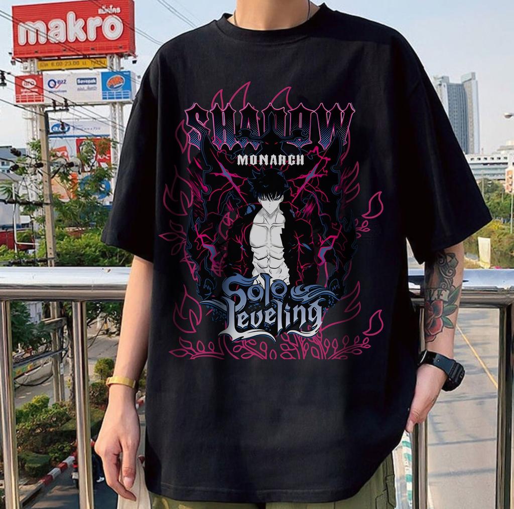 Summer Men T-shirts Best Selling Breathable Cotton Solo Leveling Anime Oversized Y2k Short Sleeve Vintage Male T-shirt Fans Gift
