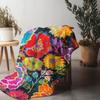 Vibrant Colorful Abstract Floral Printed Fleece Throw Blanket Sofa Bed Cover Gift for Women Kids