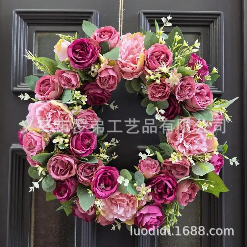 Easter Wreath Decor With Artificial Daisies Sunflowers Door Wall Hanging Home Party Decoration