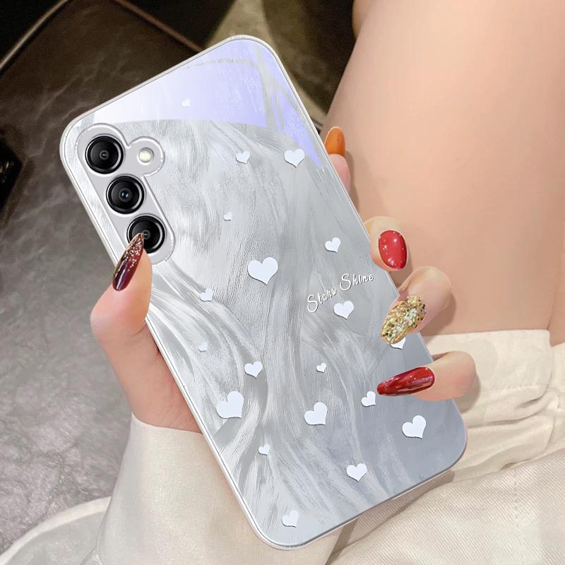 Gradient Love White For Samsung Galaxy A14 4G 20 30 52 20S 21S 22 A32 33 34 42 50 51 53 54 70 71 72 73 5G Glass Phone Case