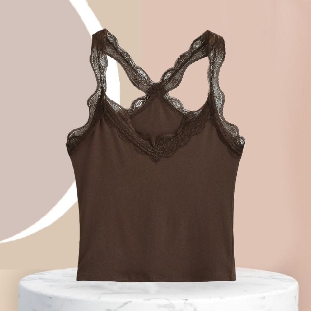U-neck Lace Lace Corset Hollow Suspender Vest Elastic Crop Tops Daily