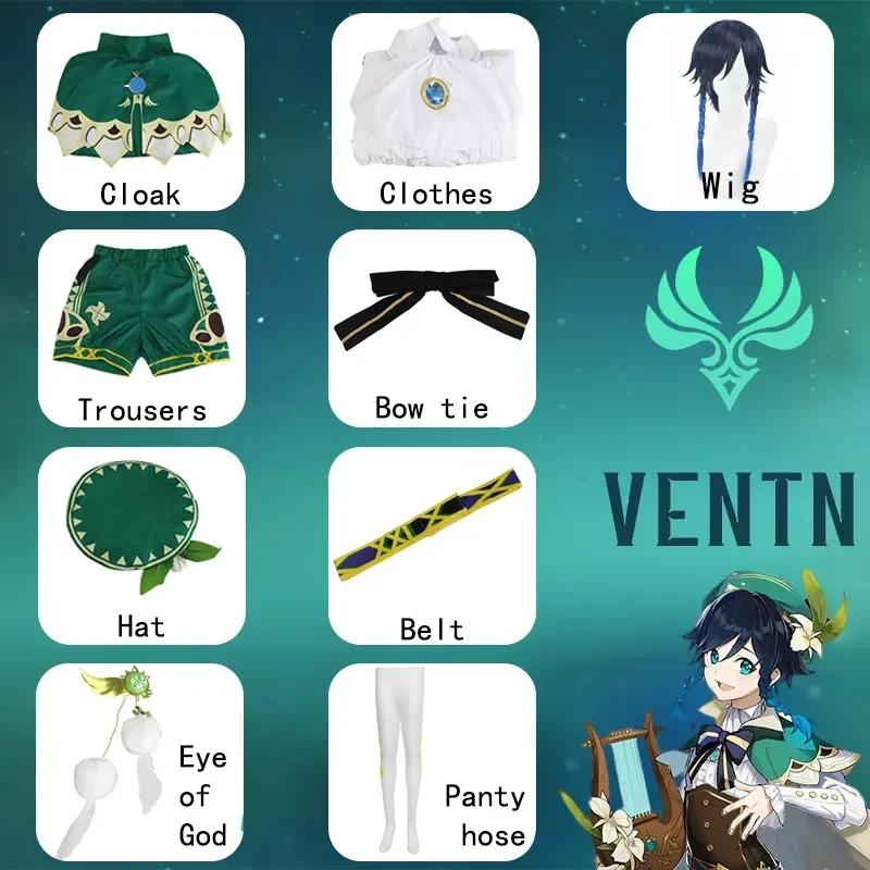 Venti Cosplay Genshin Impact Costume Cosplay Uniforme Parrucca Venti Stile Cinese Costumi di Halloween per Donne Gioco Wendi Ventoso