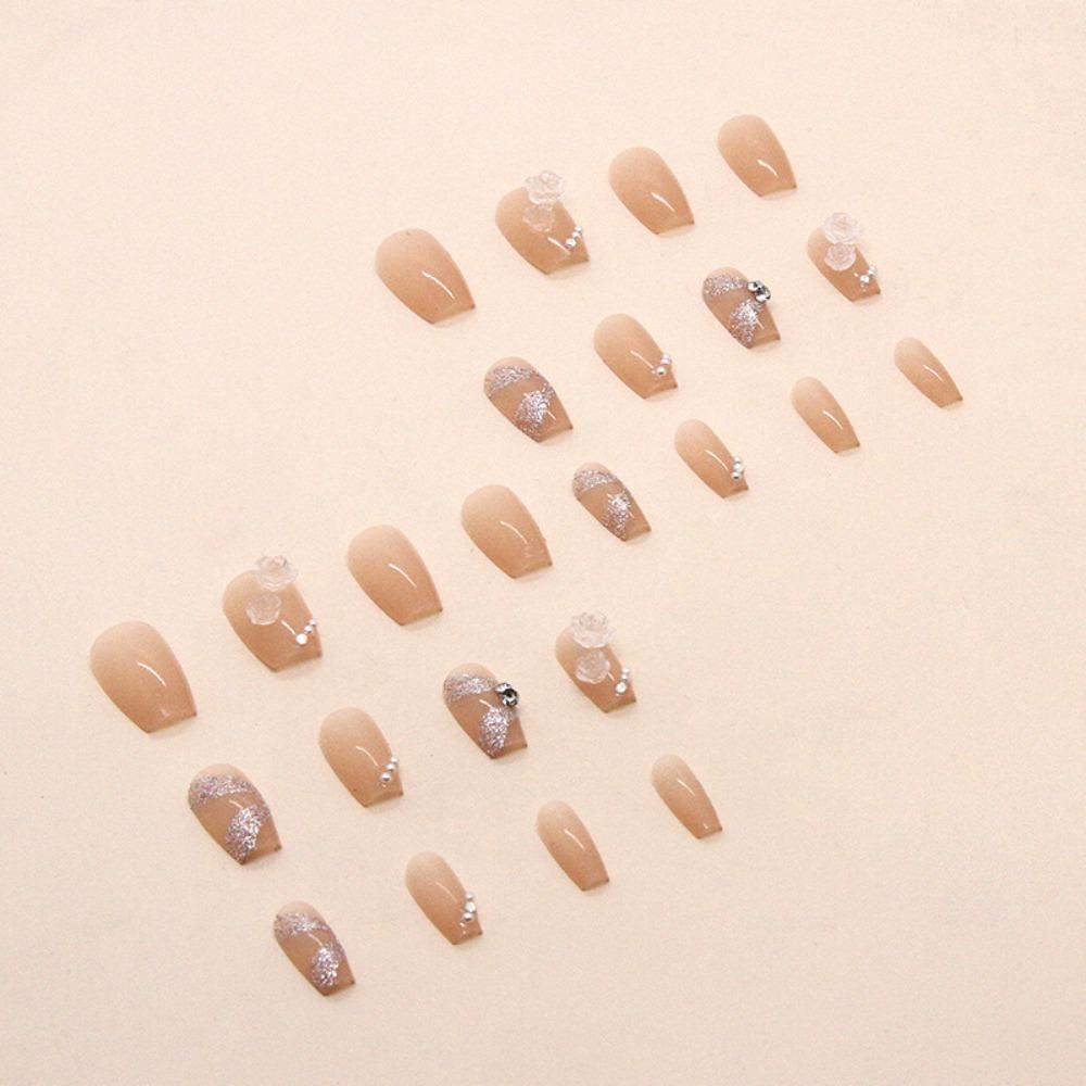 Medium Length Ballerina False Nail Square Head Nail Tips Fashion Coffin Fake Nails  Girl