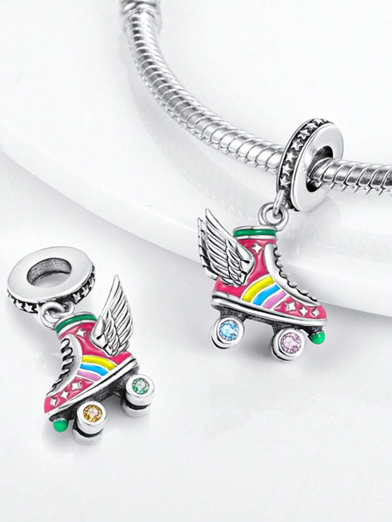 Charms Plata Colorful Skateboard Shoes Beads Copper Plated Fit Charms Copperoriginal Bracelet For Jewelry Making Diy Charm