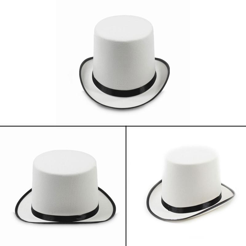 Magician Top Hat White Top Hat Magician Performed Hat Jazz Stage Performances Bowler Top Hat Fancy Dress Costume