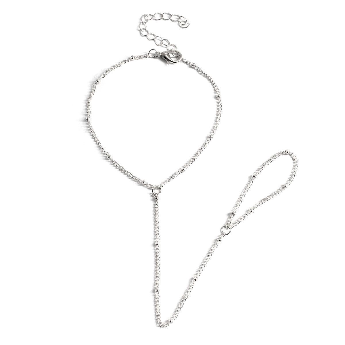 

Европейский и американский женский браслет-кольцо с бусинами - Изысканный весенний модный аксессуар серебряный