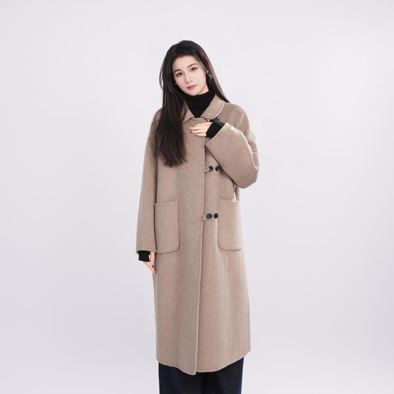Wear an Atmospheric Woolen Coat Autumn and Winter New Popular Double-sided Long Coat 412