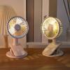 Rechargeable Clip Fan with LED Light Quiet Small Desk Fan 360 Degree Adjustable 3 Speeds Mini Personal Table Fan for Bed Office Camping