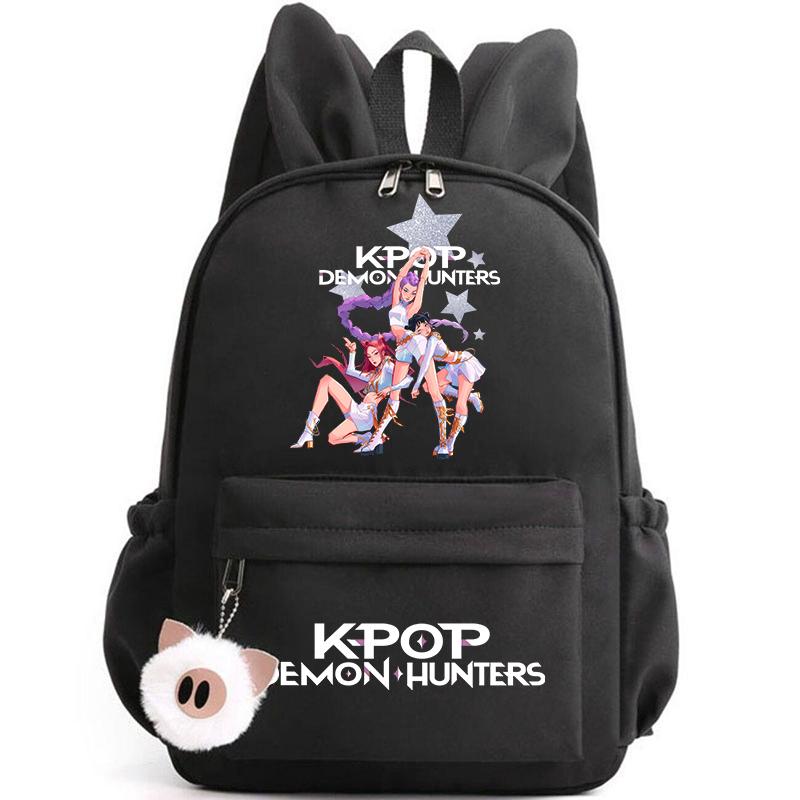 KPop Dämonenjäger Rucksack für Mädchen Jungen Kinder Rucksack Freizeit Schultaschen Reise Hasenohren Rucksäcke Mochila Geschenktüten