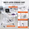 VEVOR Chariots de laboratoire à 2 niveaux, Chariot utilitaire de laboratoire avec 2 plateaux, 2 tiroirs et 4 roulettes silencieuses, Chariot médical mobile en matériau PP