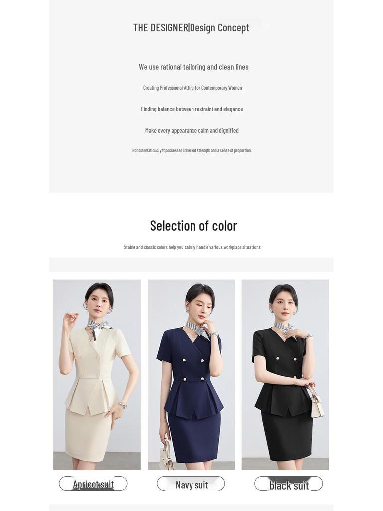 Women's Summer Short-Sleeved Suit: 2026 Professional Wear for Hosts/MCs, Beauty Salon Uniform