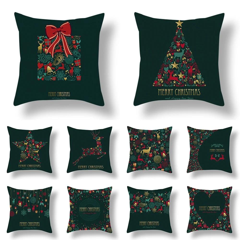 

45x45 см Рождественская серия наволочка с принтом для дома, гостиной, украшения дивана, квадратная наволочка из полиэстера
