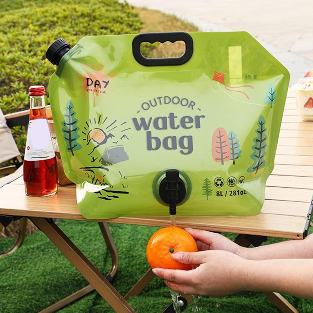 8L Outdoor Water Storage Bag Portable Large Capacity Sports Camping Foldable Soft Water Bag With Climbing Faucet Water Bag