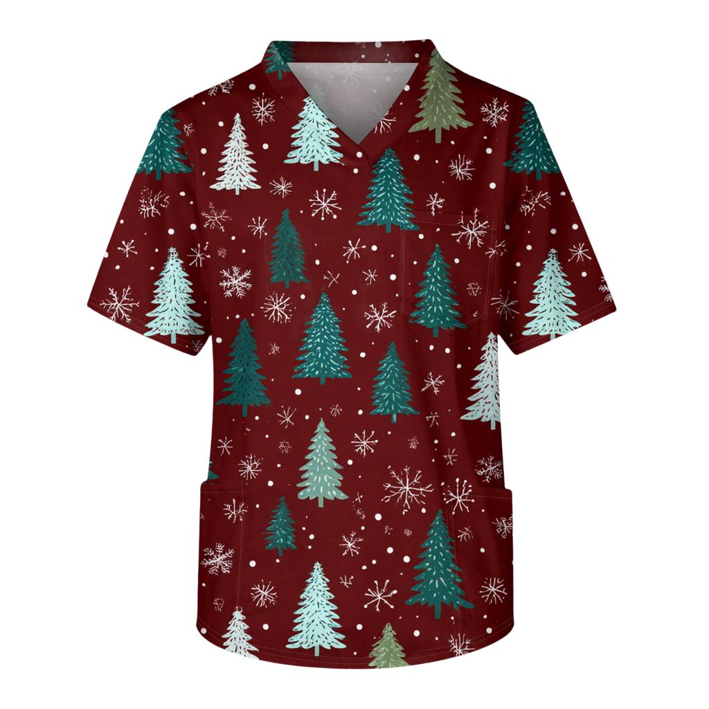 Men's Casual Short-Sleeved V-Neck Printed Front Pocket Top