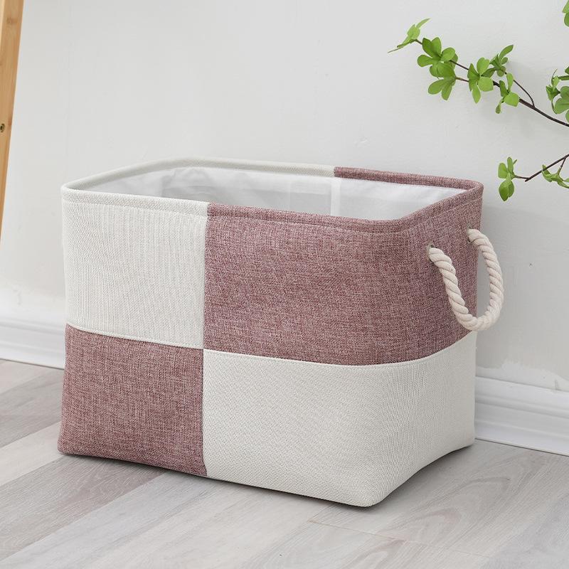 1pc Home Supplies Sundries Sorting Basket Linen Large Capacity Laundry Basket Foldable Toys Snacks Storage Basket with Handle