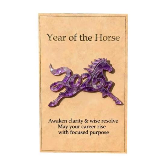 

1/2Pcs 2026 Horse Pocket Hug with Card Bring Good Luck Wealth Year of The Horse Pocket Token Decoration Happy New Year Gifts 1pc фіолетовий