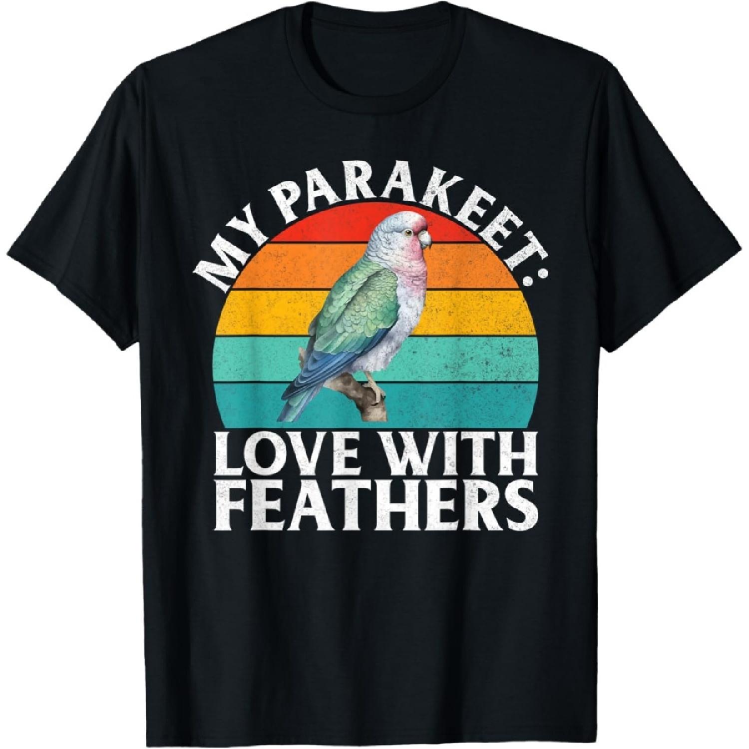 My Parakeet Love with Feathers Parakeet T-Shirt S