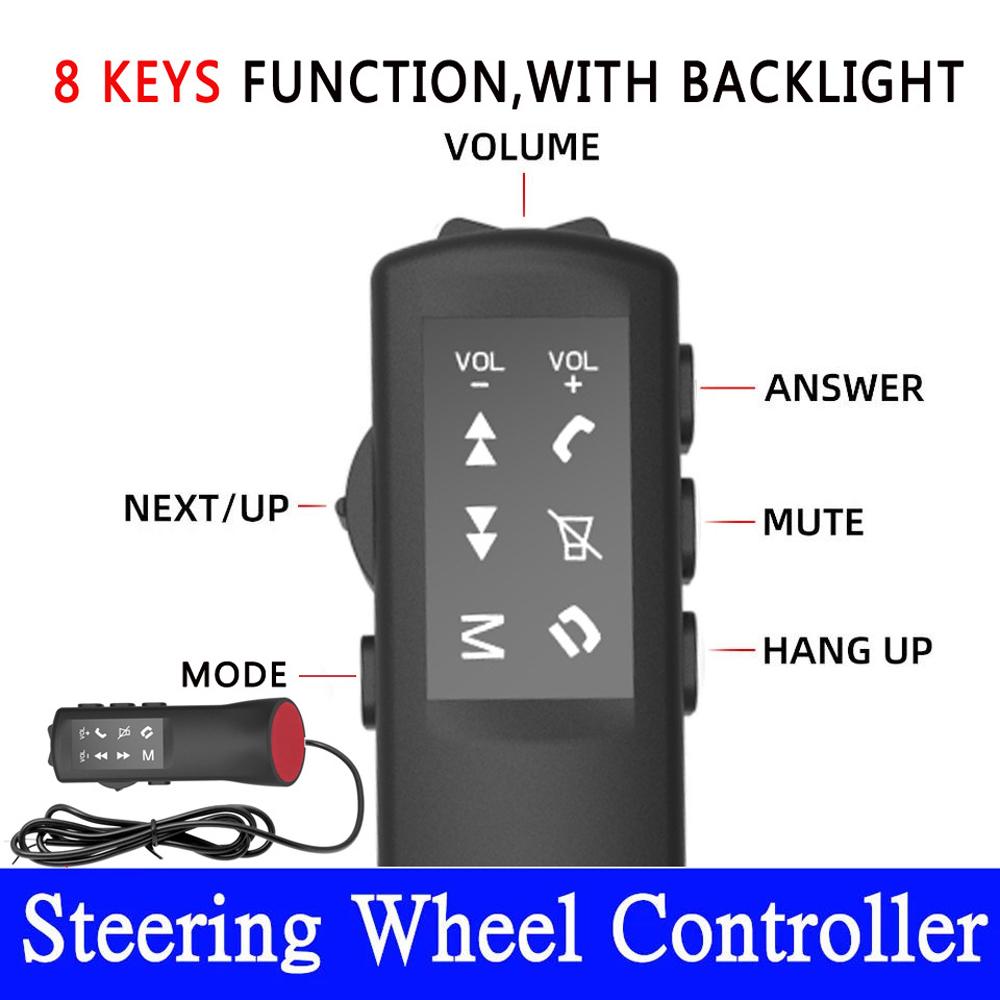 Multifunktionaler Lenkradcontroller 8 Tasten Lenkradsteuerungstaste für Auto-DVD-Multimedia-Player GPS-Navigation