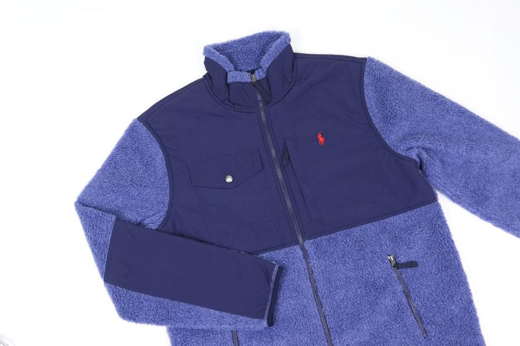 POLO RALPH LAUREN Retro Pile Fleece Size Navy Multicolor Men's Zip-Up Jacket, L, (Product Number 0101977)