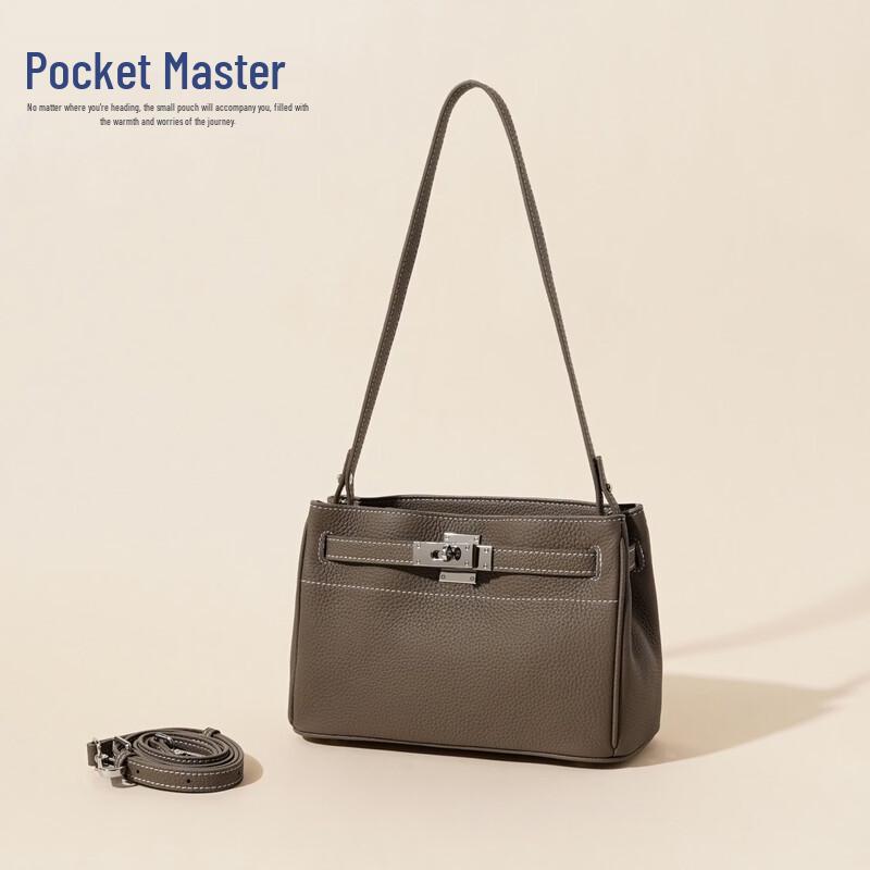Douxiaozhu Genuine Leather Retro Buckle Kelly Shoulder & Crossbody Bag