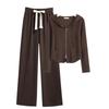 Women's Slimming Casual Hooded Zip-Up Sweatshirt & Wide-Leg Pants Set
